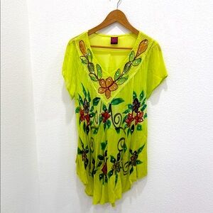 Floral Embellished V-Neck Tunic Top California Women